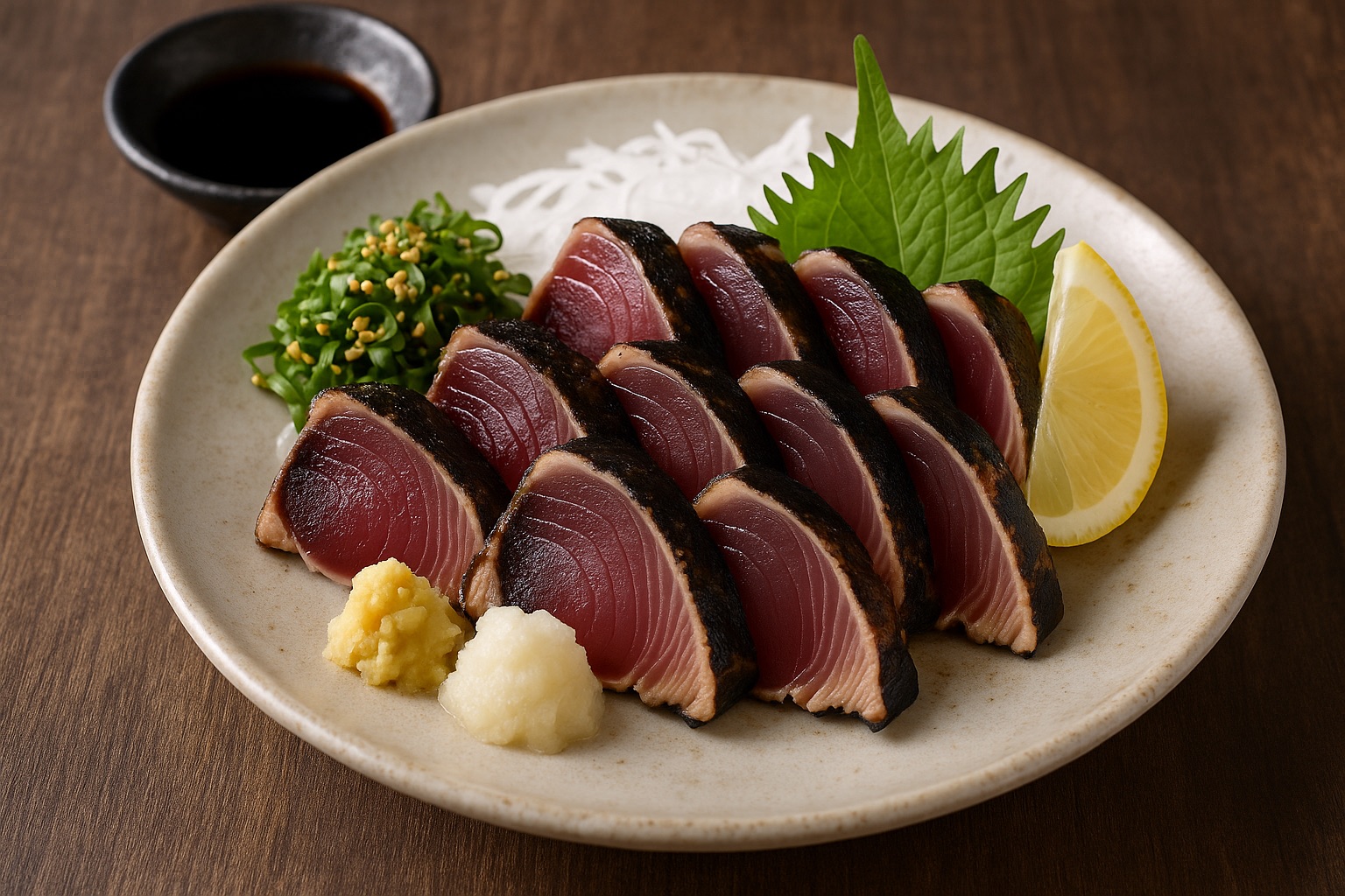 Tataki Katsuo คัตสึโอะย่างไฟรมควันแบบโทซะ กลิ่นหอมลึกไม่เหมือนใคร